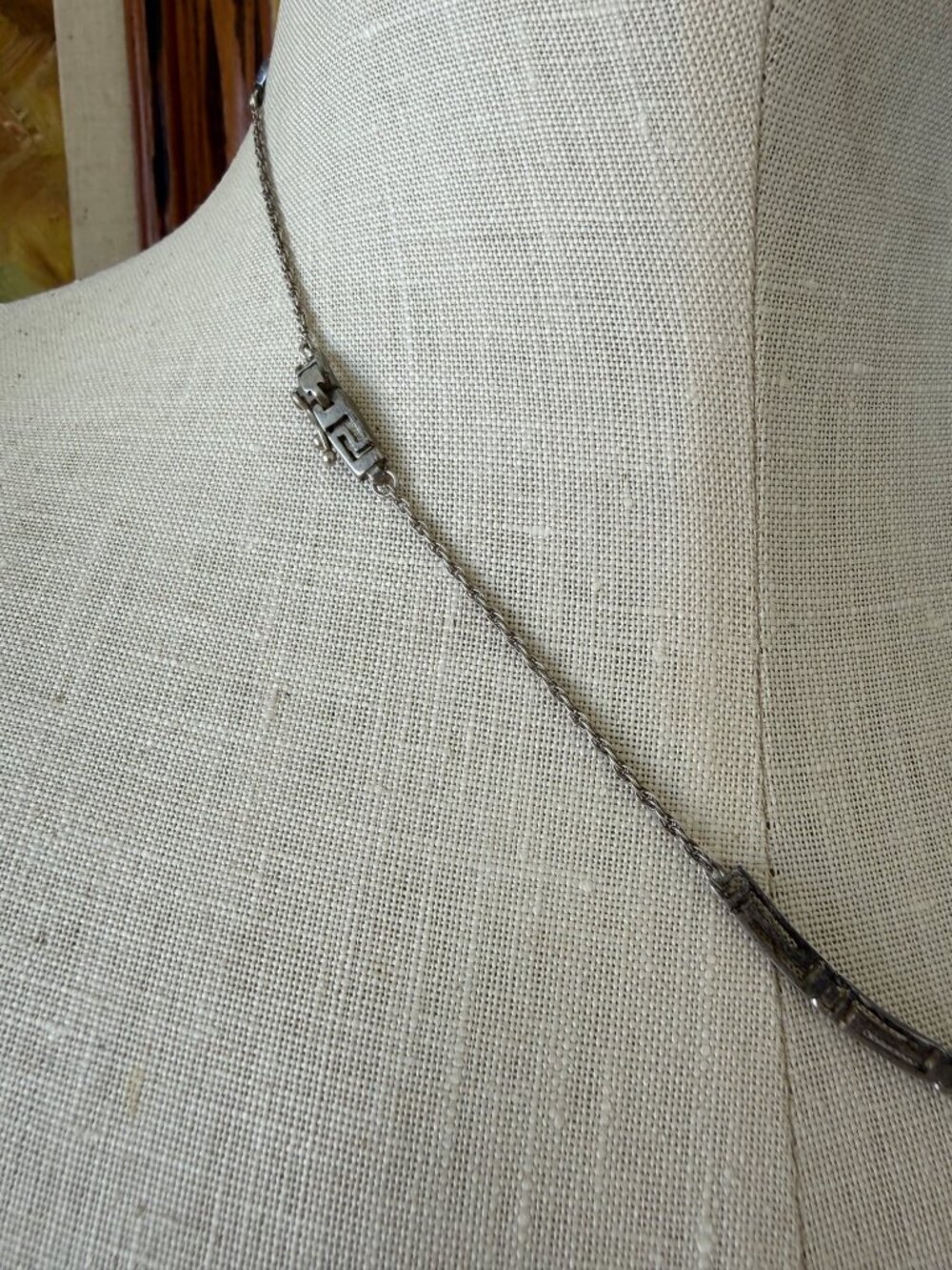 Vintage 70's Sterling 925 Silver Greek Key Graduated Necklace 20.5" long 21 g - Picture 10 of 14